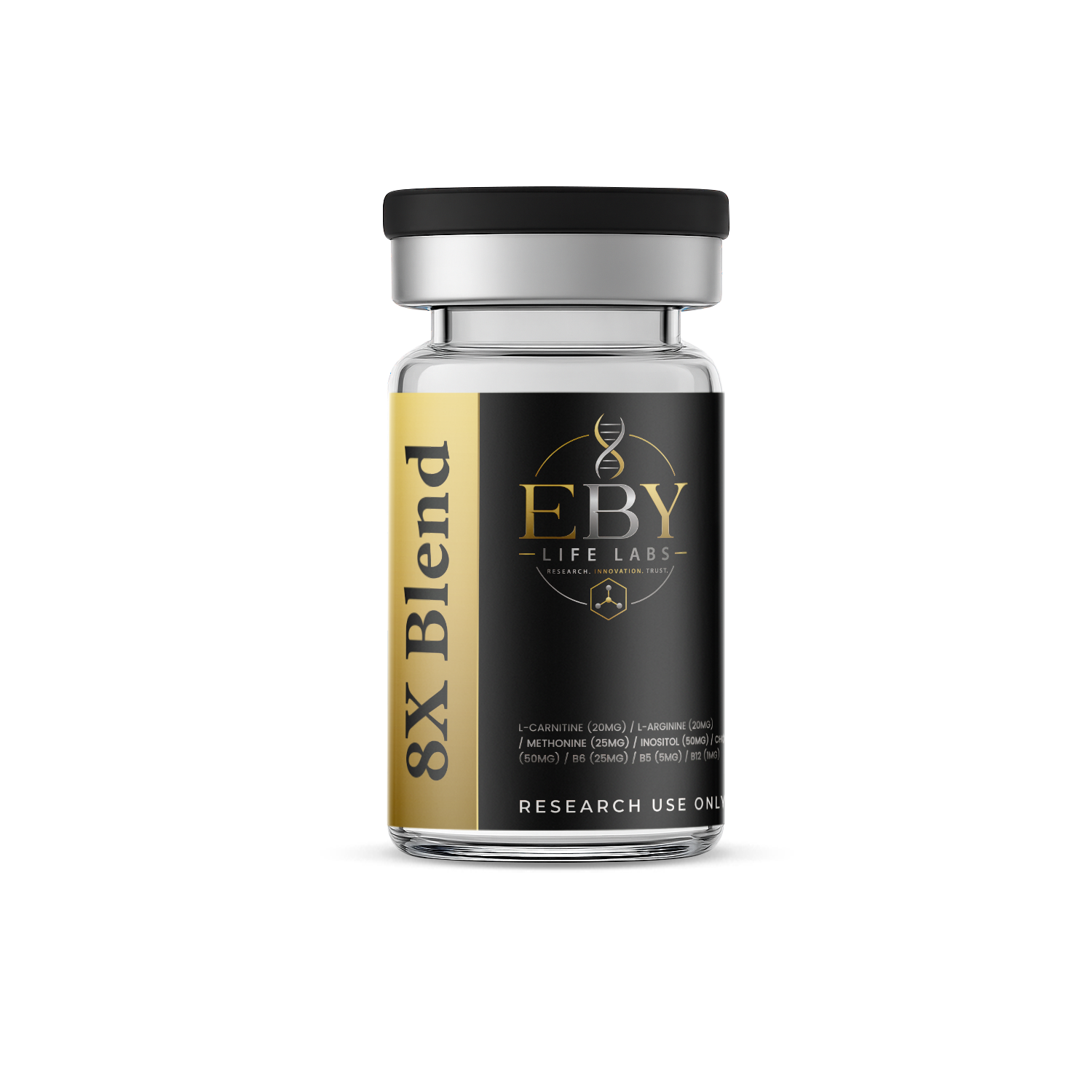 8X Blend L-Carnitine (20mg) / L-Arginine (20mg) / Methonine (25mg) / Inositol (50mg) / Choline (50mg) / B6 (25mg) / B5 (5mg) / B12 (1mg)